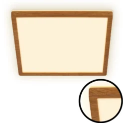 Plafón LED Tava Wood, 29 x 29 cm, plástico, 3000 K
