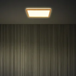 Plafón LED Tava Wood, 29 x 29 cm, plástico, 3000 K