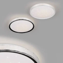 Plafón LED Varda, negro, Ø 39 cm, control remoto