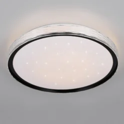 Plafón LED Varda, negro, Ø 39 cm, control remoto