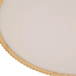 plafón LED Velua de Lindby, blanco/madera clara, CCT, Ø 50 cm