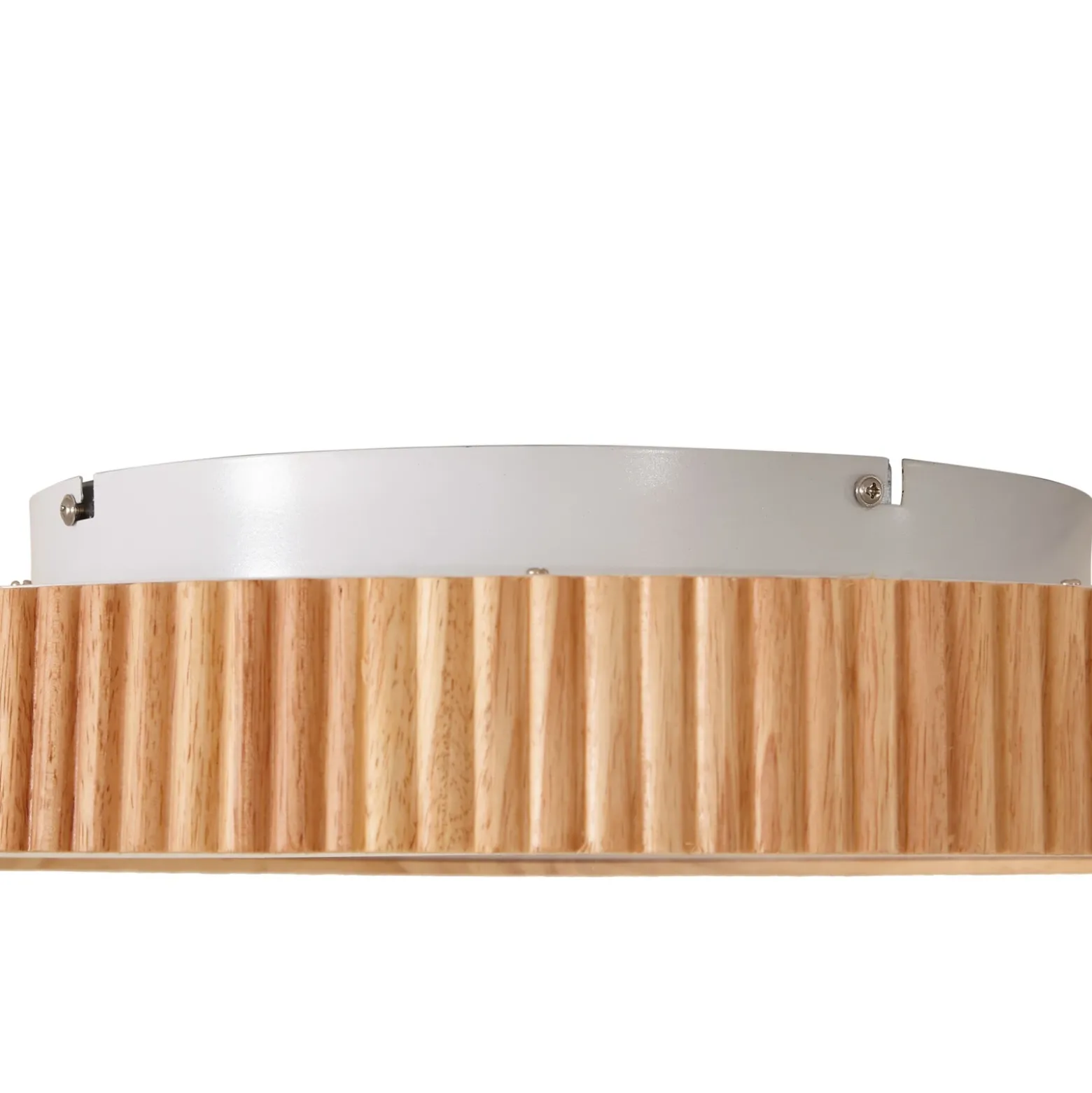 plafón LED Velua de Lindby, blanco/madera clara, CCT, Ø 50 cm
