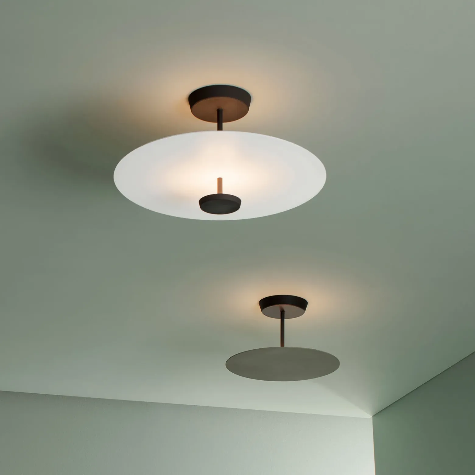 Plafón LED Vibia Flat 2 luces Ø 55 cm blanco