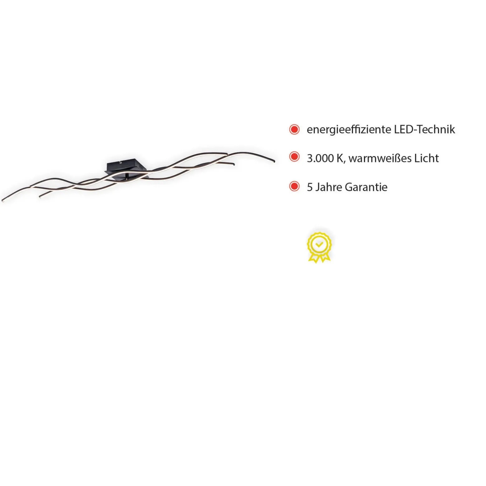 Plafón LED Wave 3.000K 137,5x16cm negro
