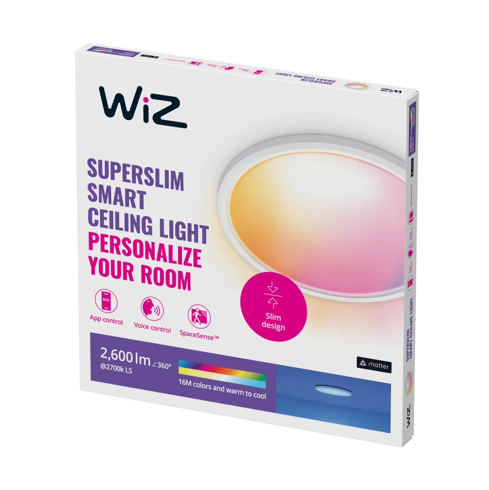 Plafón LED WiZ SuperSlim RGBW Ø42 cm blanco