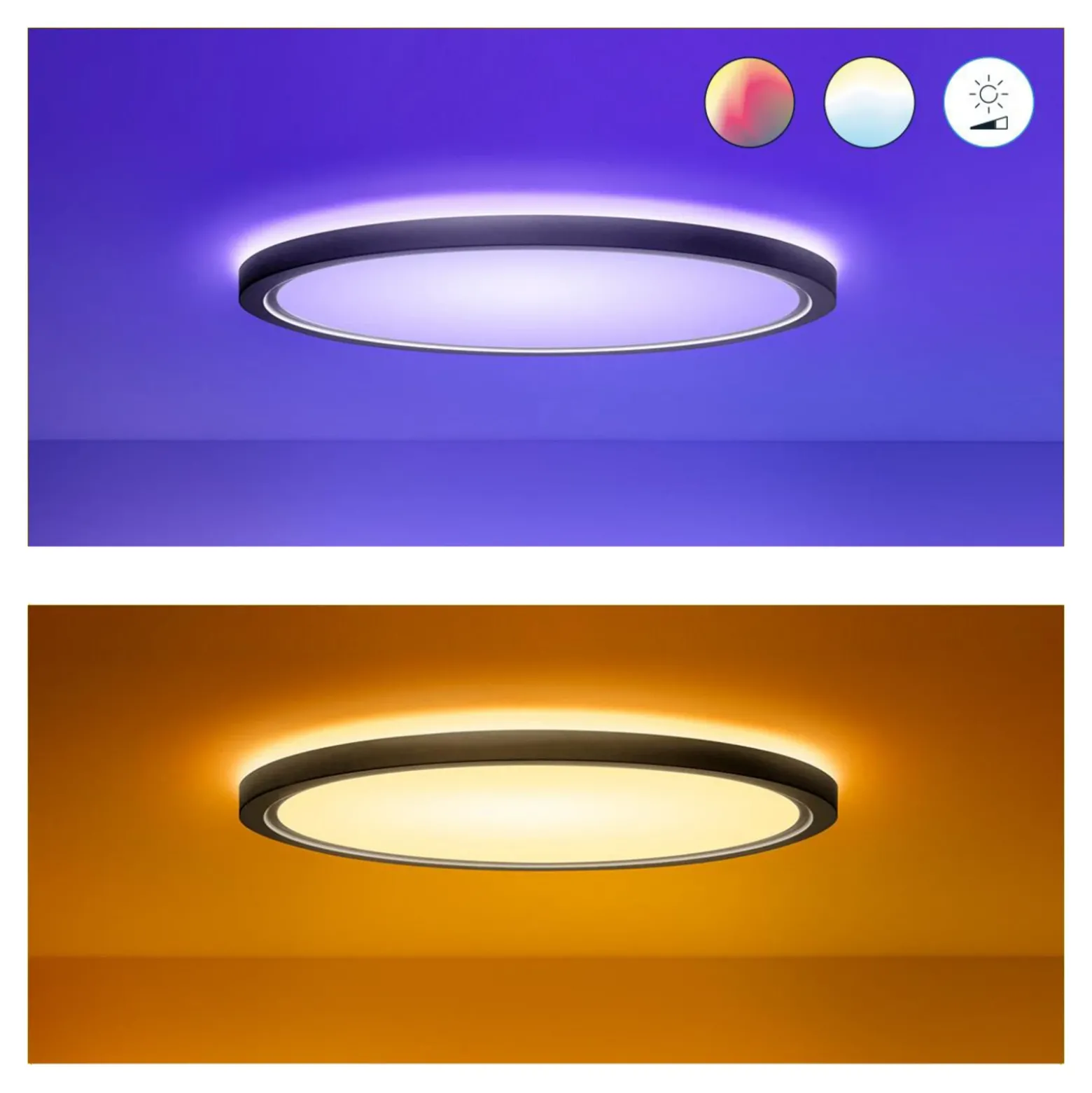 Plafón LED WiZ SuperSlim RGBW Ø42 cm negro