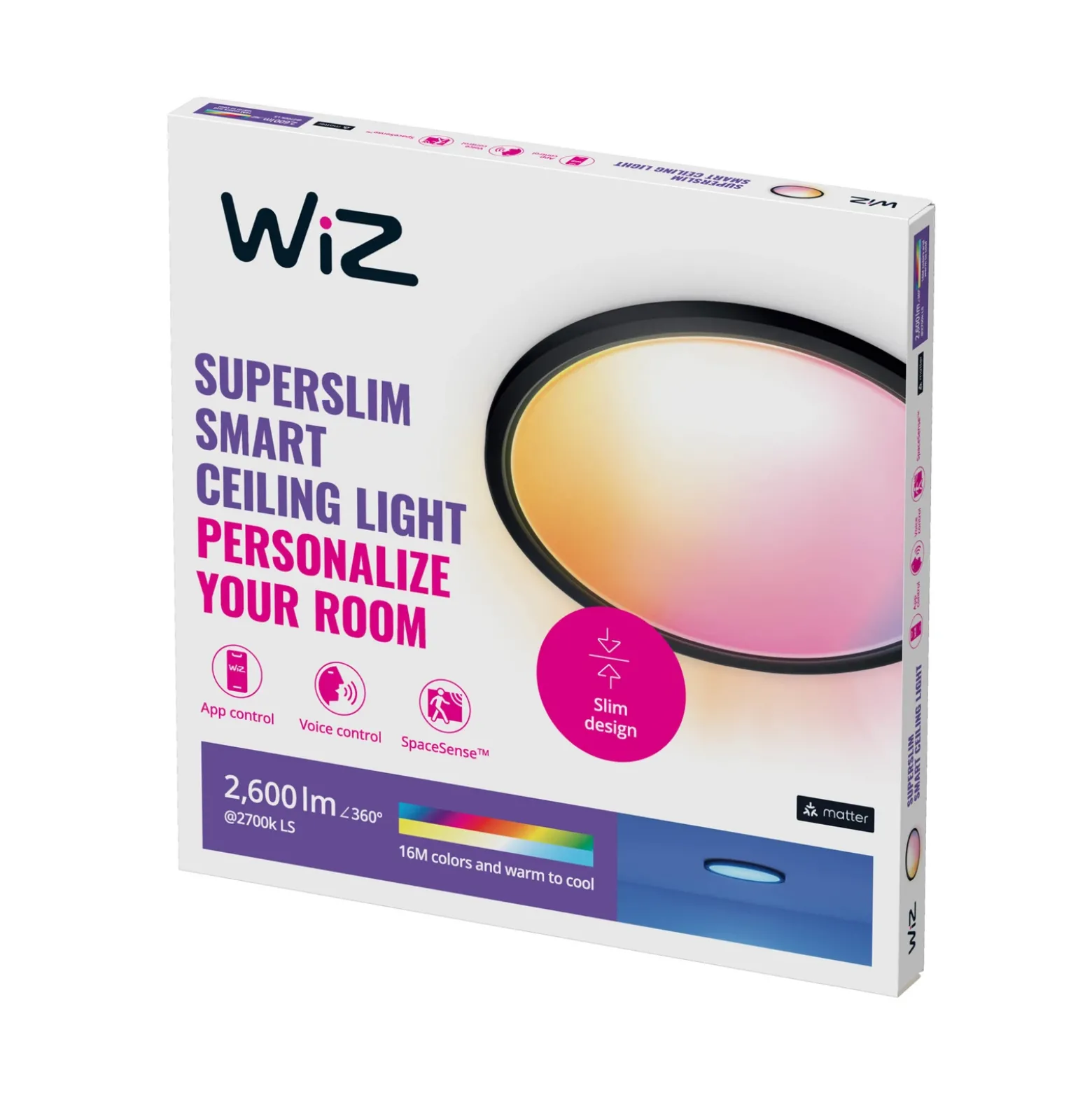 Plafón LED WiZ SuperSlim RGBW Ø42 cm negro