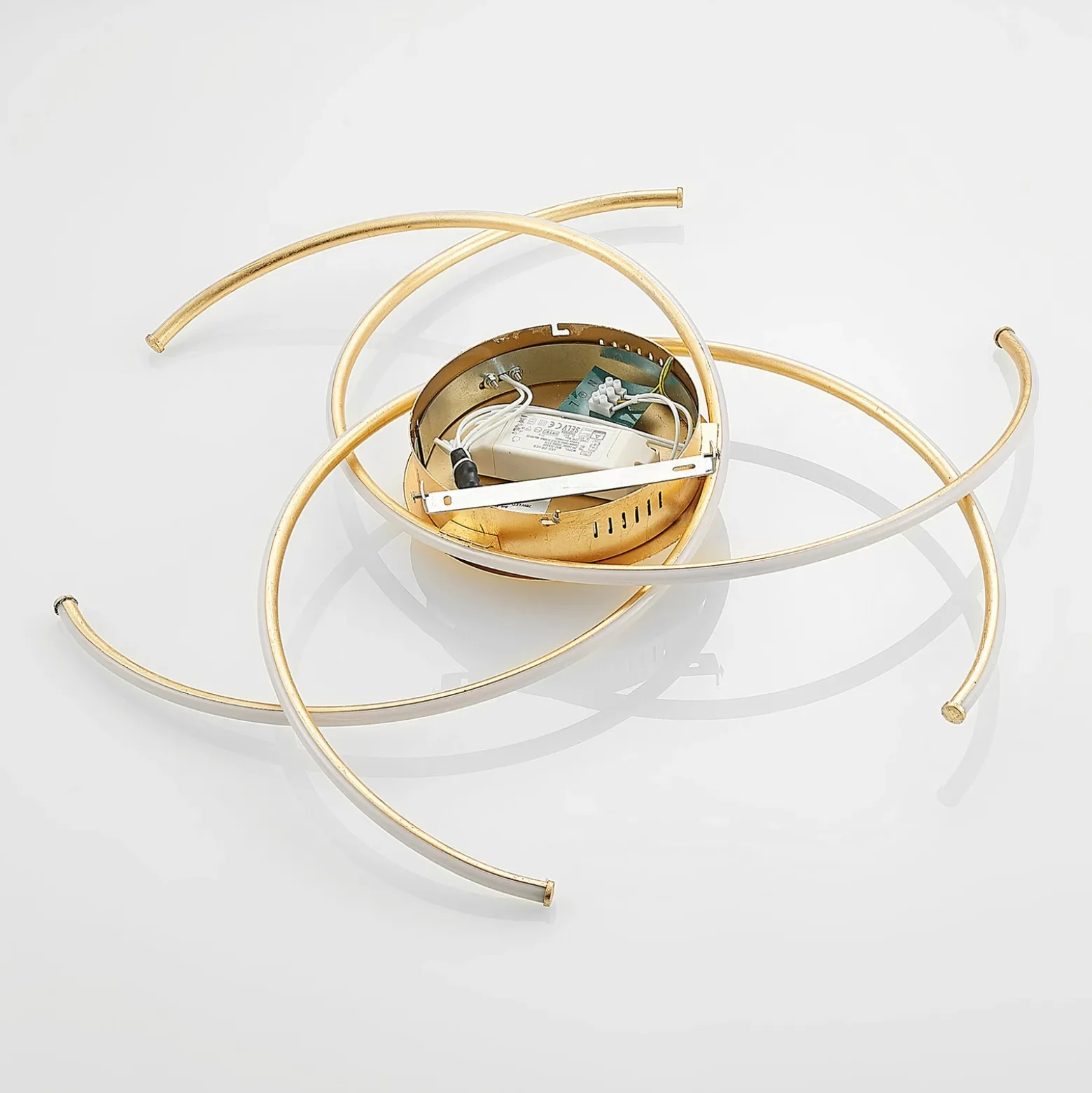Plafón LED Yareli de Lindby, dorado, metal, Ø 70 cm