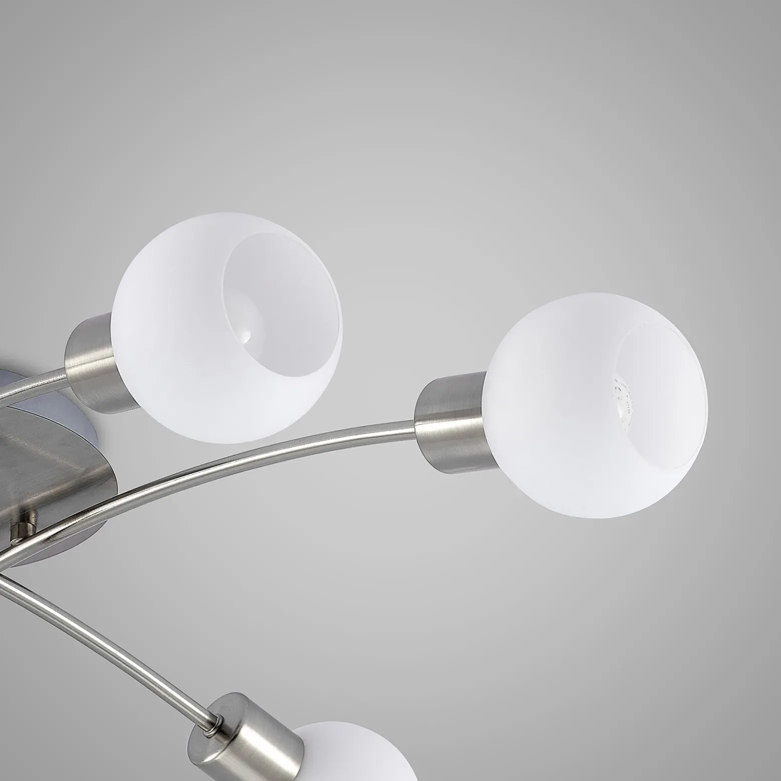 Plafón Lindby Agmar, color níquel, cristal, 6 luces, E14