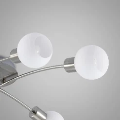 Plafón Lindby Agmar, color níquel, cristal, 6 luces, E14