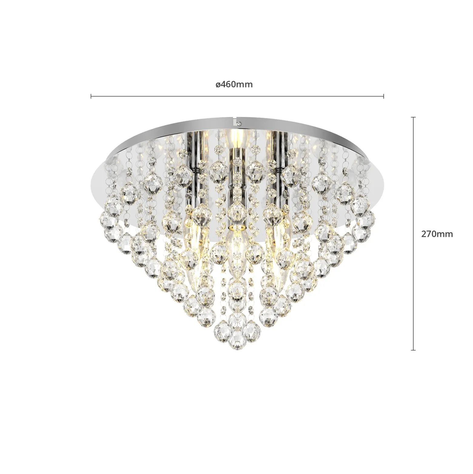 Plafón Lindby Annica, redondo, cromo, metal, Ø 46cm
