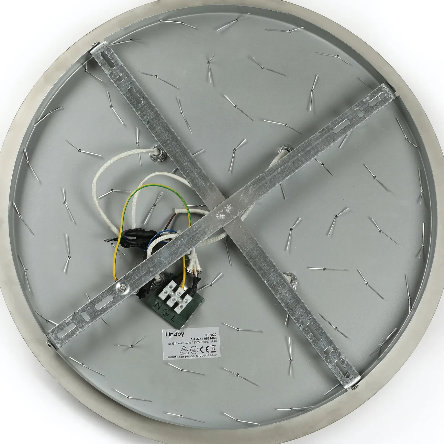 Plafón Lindby Annica, redondo, cromo, metal, Ø 46cm