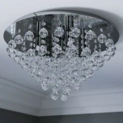 Plafón Lindby Annica, redondo, cromo, metal, Ø 46cm