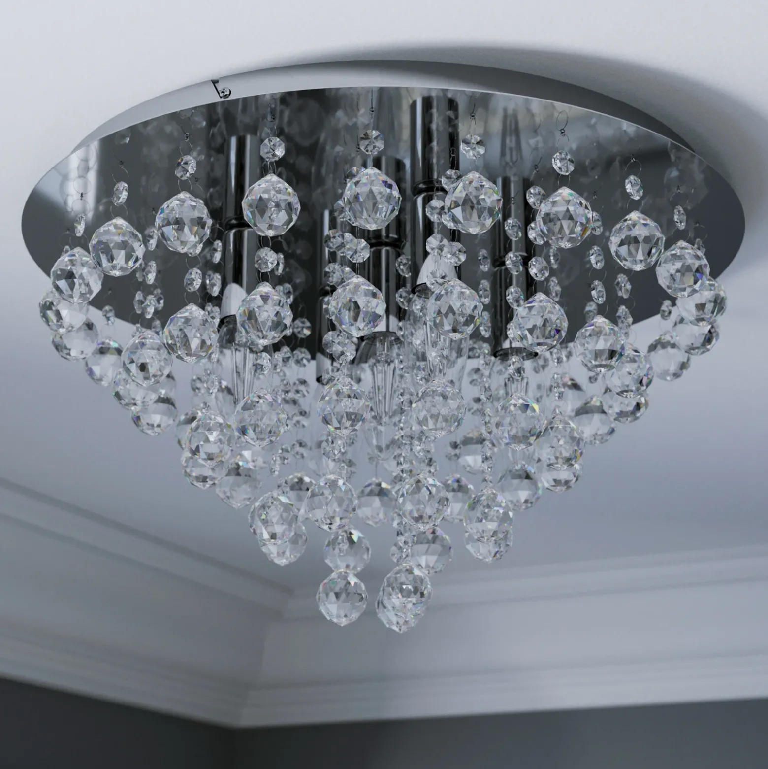 Plafón Lindby Annica, redondo, cromo, metal, Ø 46cm