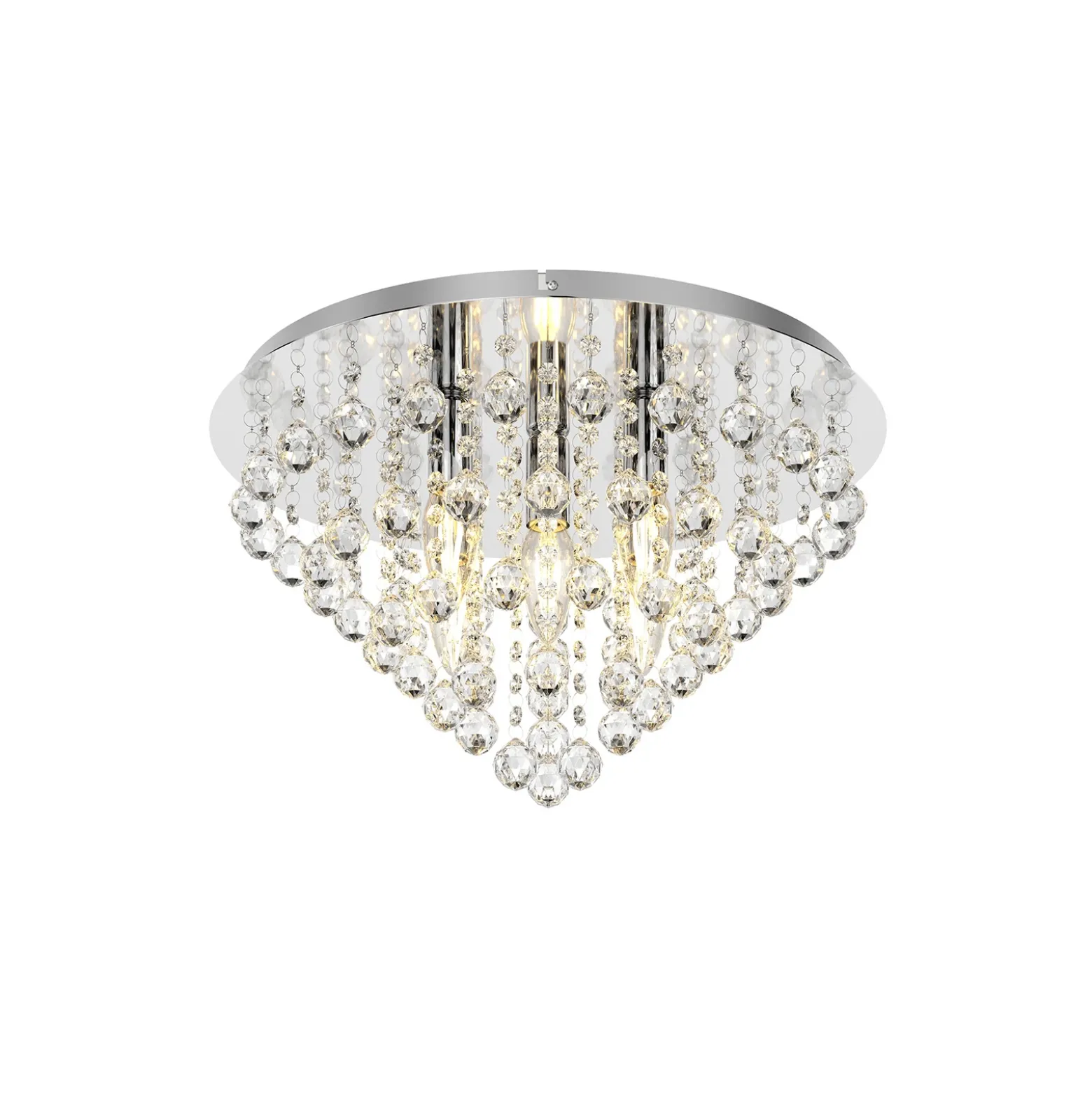 Plafón Lindby Annica, redondo, cromo, metal, Ø 46cm