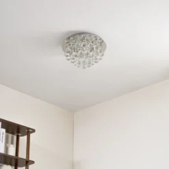 Plafón Lindby Antonino, 4 luces, cromo, cristal, 35cm