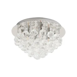 Plafón Lindby Antonino, 4 luces, cromo, cristal, 35cm