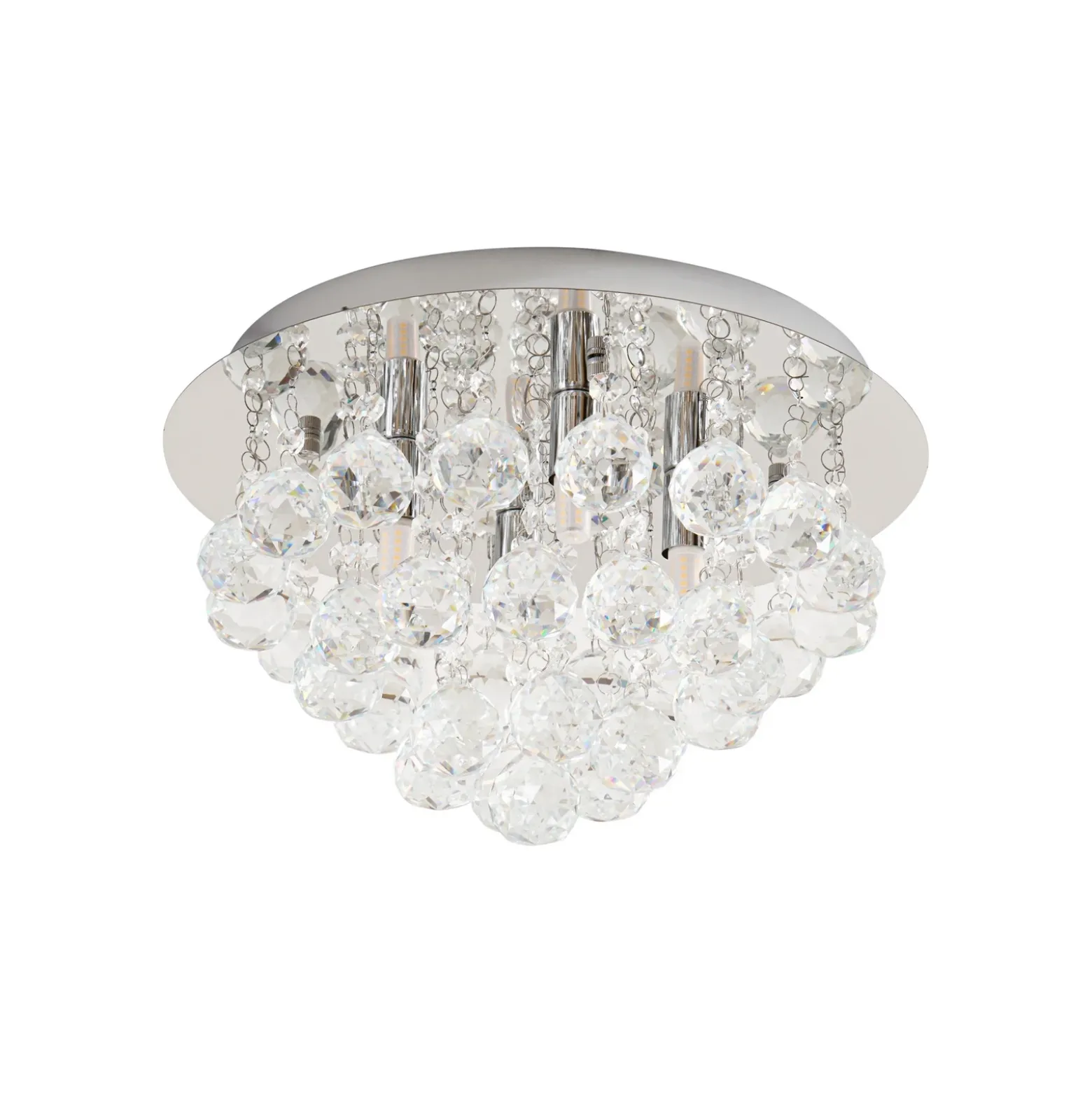 Plafón Lindby Antonino, 4 luces, cromo, cristal, 35cm