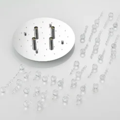 Plafón Lindby Antonino, 4 luces, cromo, cristal, 35cm