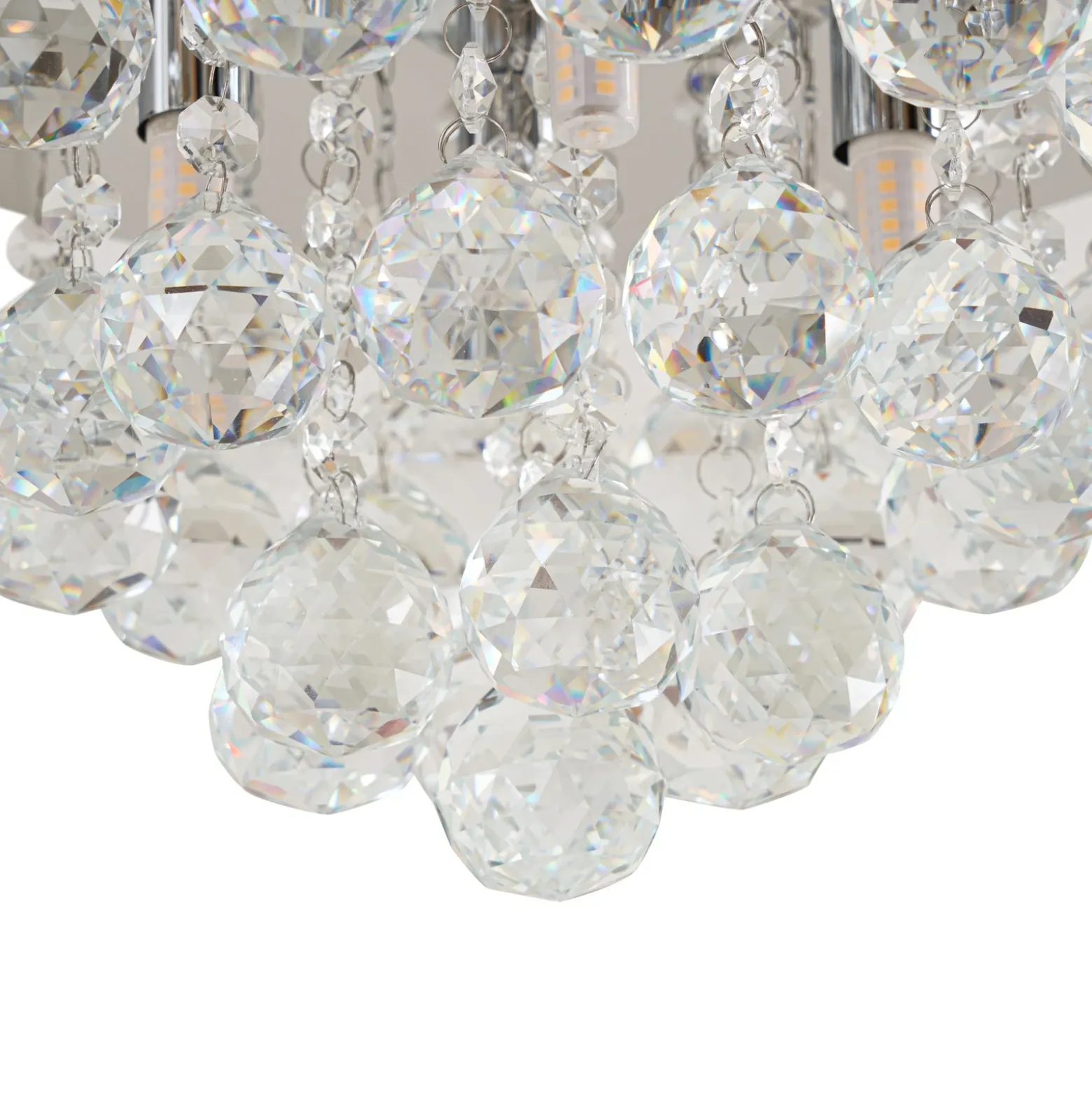 Plafón Lindby Antonino, 4 luces, cromo, cristal, 35cm