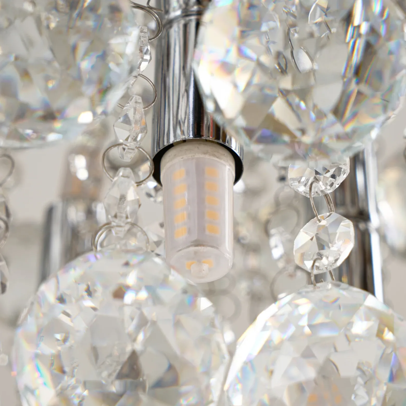 Plafón Lindby Antonino, 4 luces, cromo, cristal, 35cm