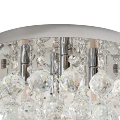 Plafón Lindby Antonino, 4 luces, cromo, cristal, 35cm
