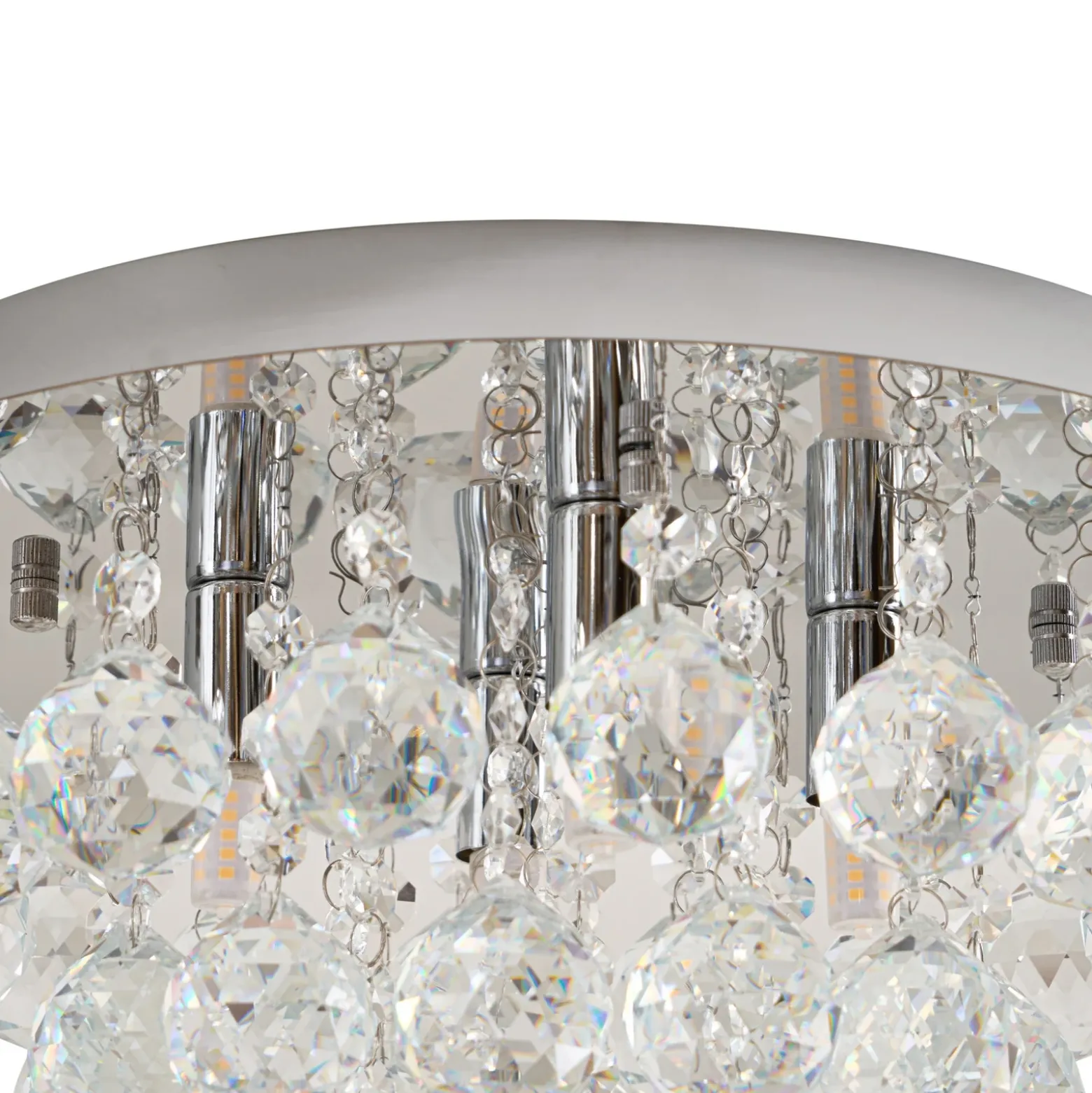 Plafón Lindby Antonino, 4 luces, cromo, cristal, 35cm
