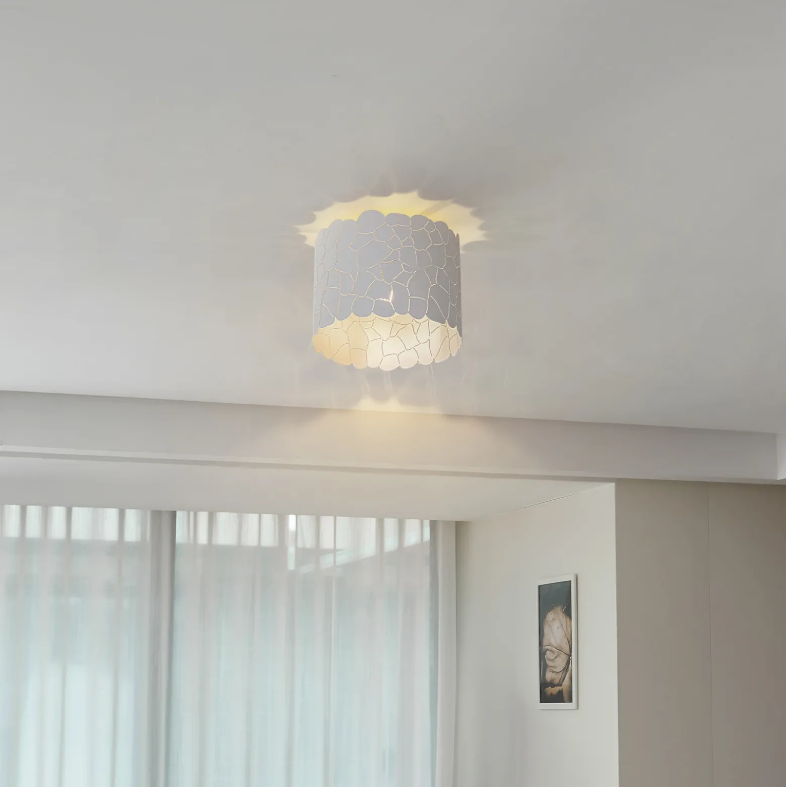 Plafón Lindby Aralena, blanco, metal, Ø 26 cm