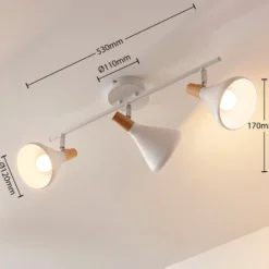 Plafón Lindby Arina, 53 cm, blanco, 3 luces, E14