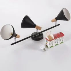 Plafón Lindby Arina, 53 cm, negro, 3 luces, E14