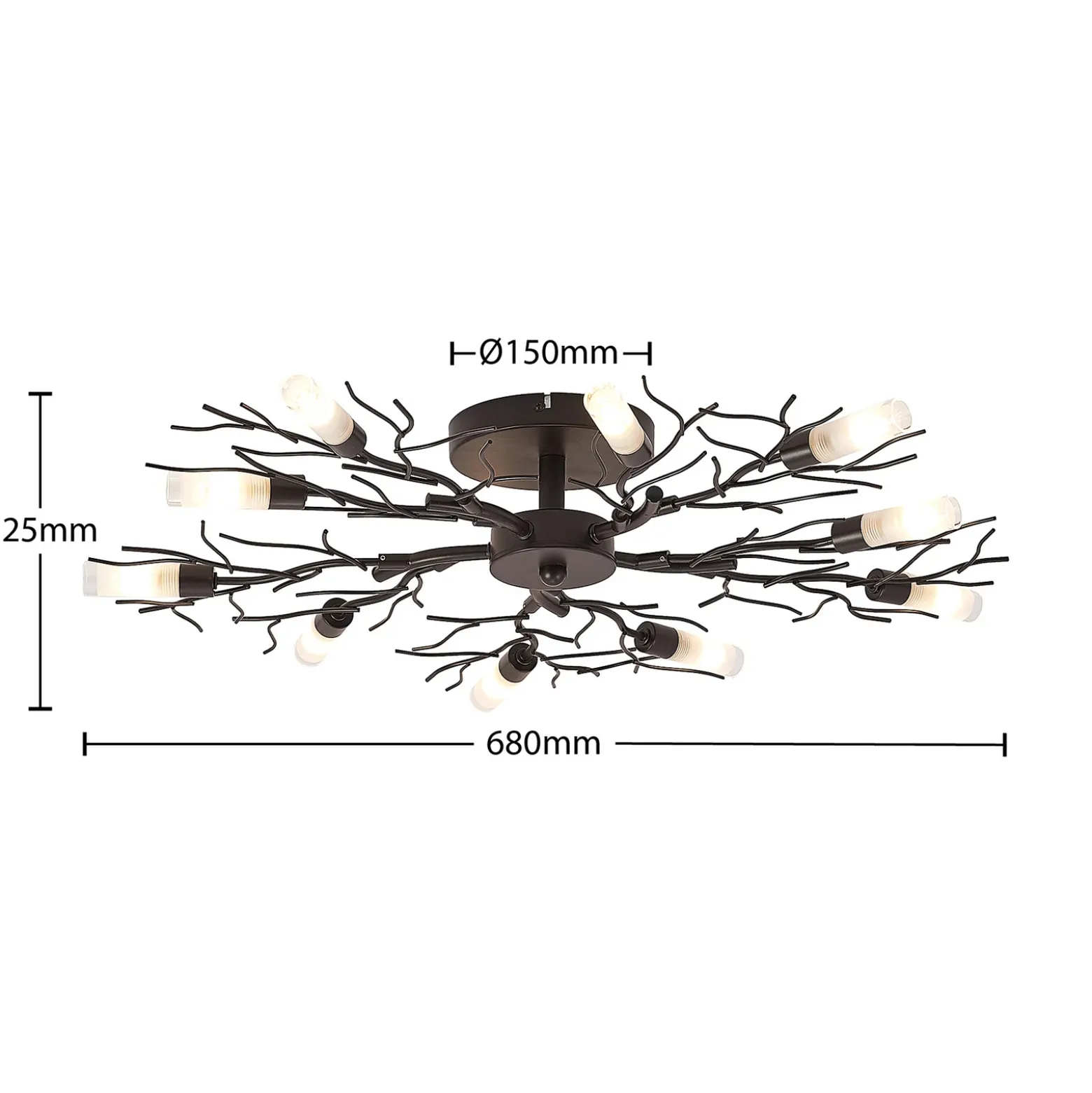 Plafón Lindby Bigna, Ø 68 cm, 10 luces, cristal, metal