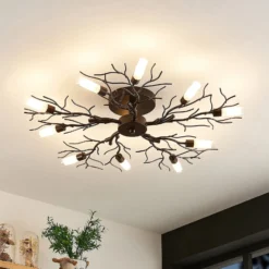 Plafón Lindby Bigna, Ø 68 cm, 10 luces, cristal, metal