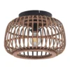 Plafón Lindby Bominio, Ø 33 cm, ratán, madera, E27