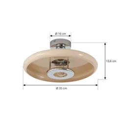 Plafón Lindby Branford, retro, Ø 35 cm, beige, metal