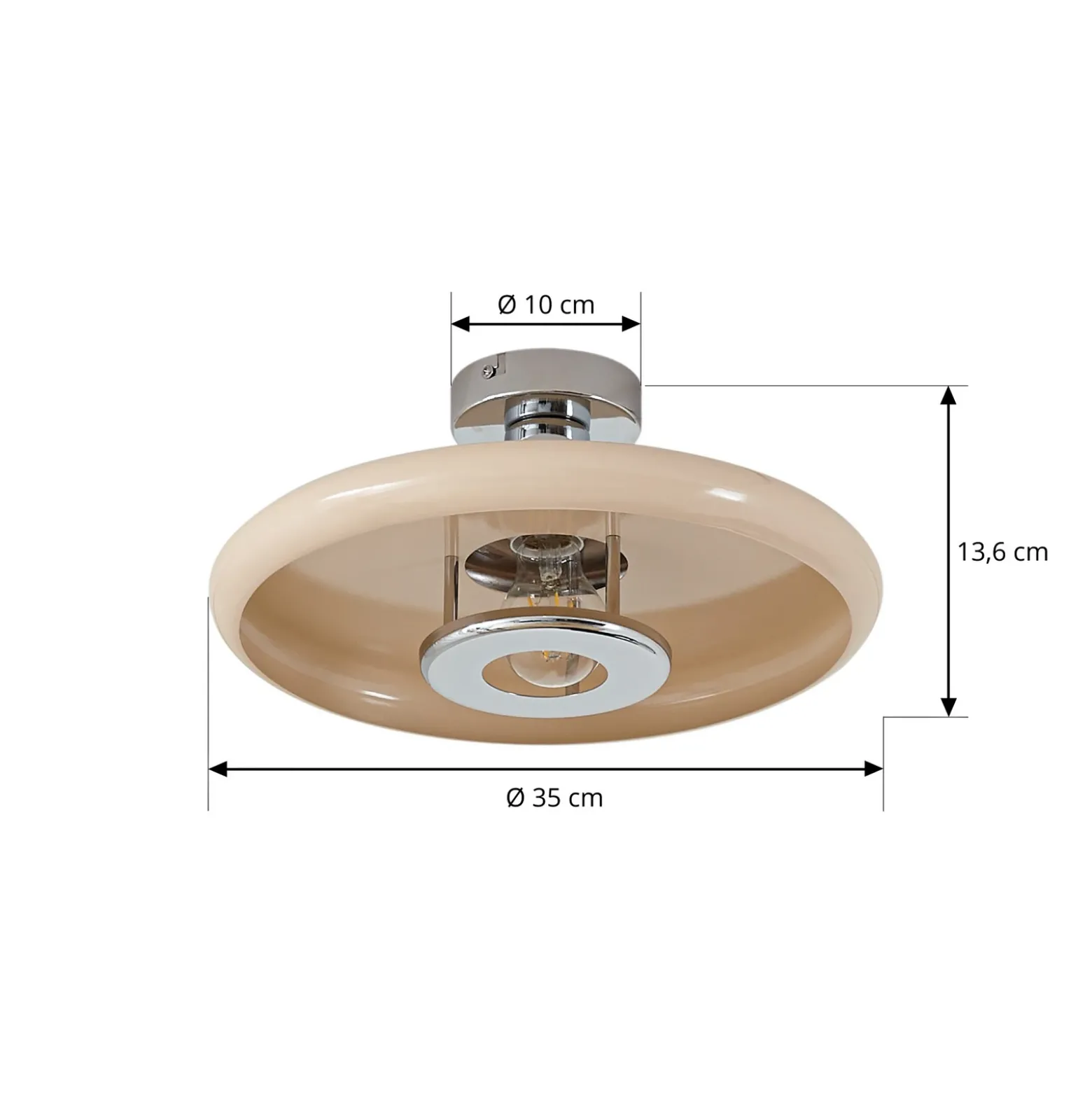 Plafón Lindby Branford, retro, Ø 35 cm, beige, metal