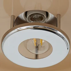Plafón Lindby Branford, retro, Ø 35 cm, beige, metal
