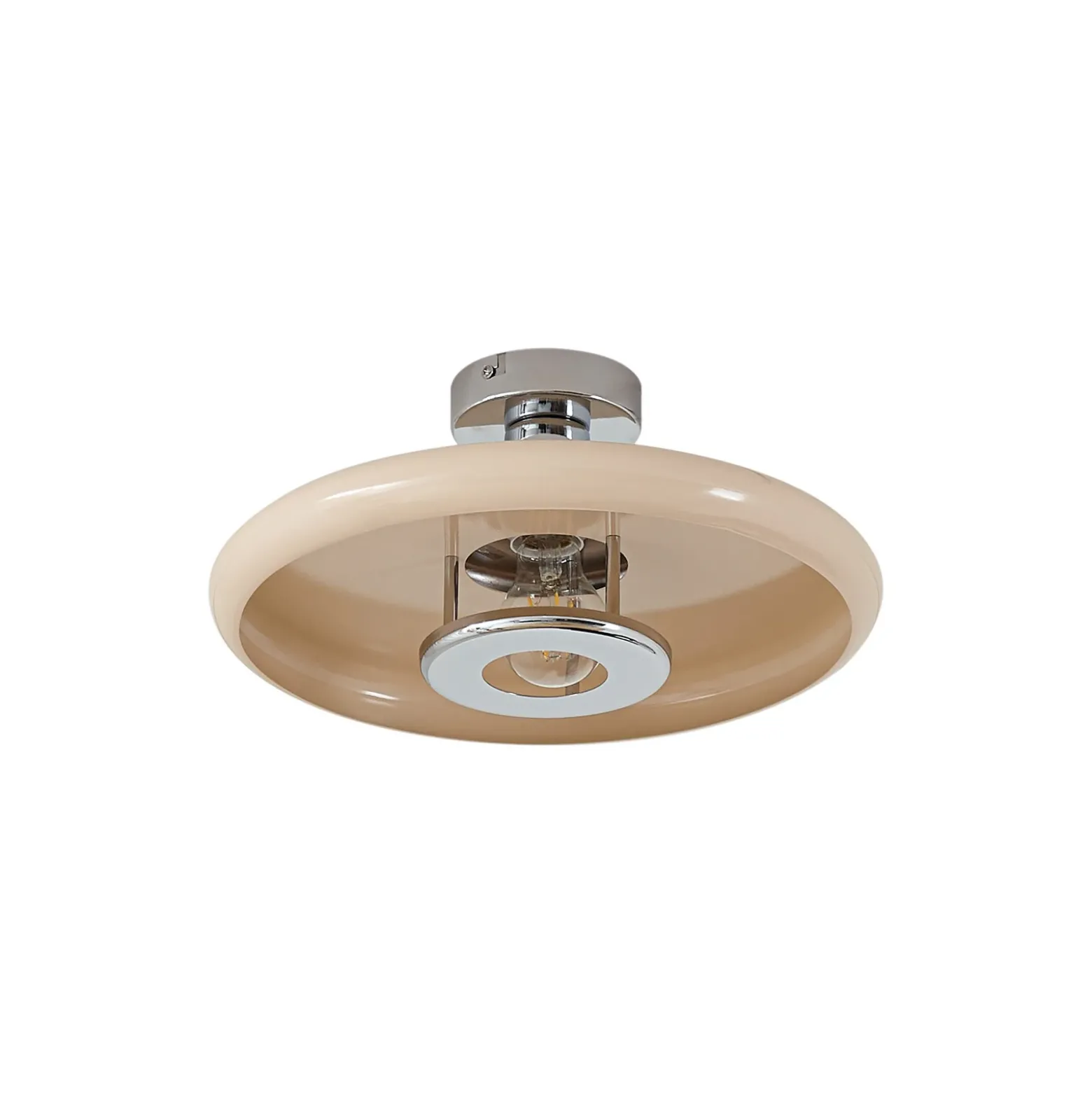 Plafón Lindby Branford, retro, Ø 35 cm, beige, metal