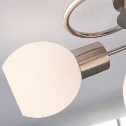 Plafón Lindby Ciala, 43 cm, 4 luces, color níquel, cristal