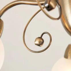 Plafón Lindby Corentin, 5 luces, blanco/latón, cristal