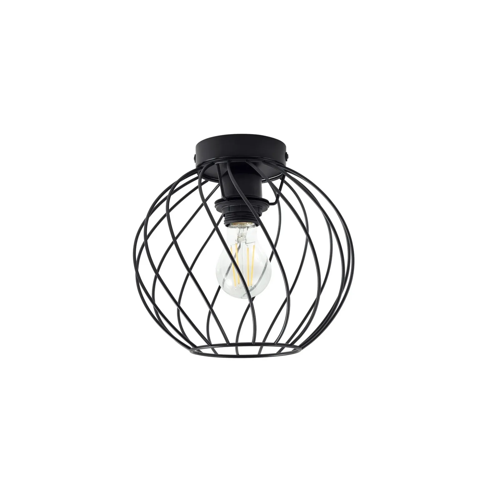Plafón Lindby Danika, Ø 25 cm, negro, metal