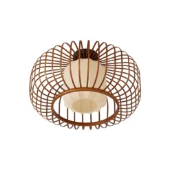 Plafón Lindby Davella, Ø 50 cm,bambú, textil