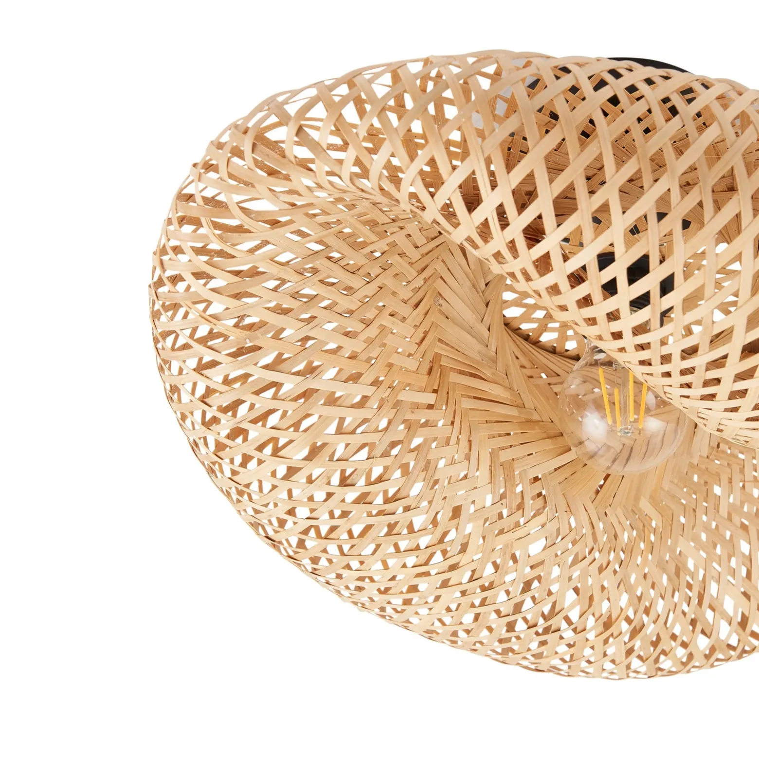 Plafón Lindby Eleane, bambú, natural, Ø 50 cm