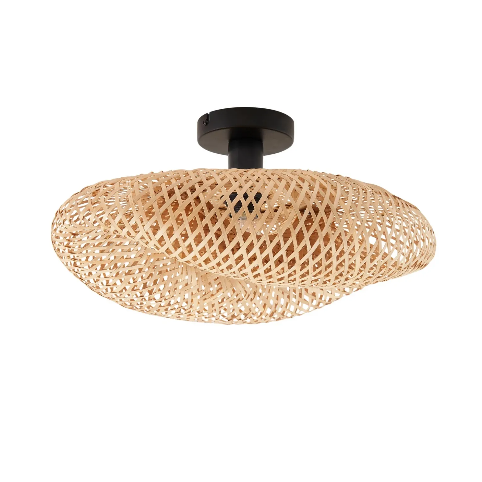 Plafón Lindby Eleane, bambú, natural, Ø 50 cm