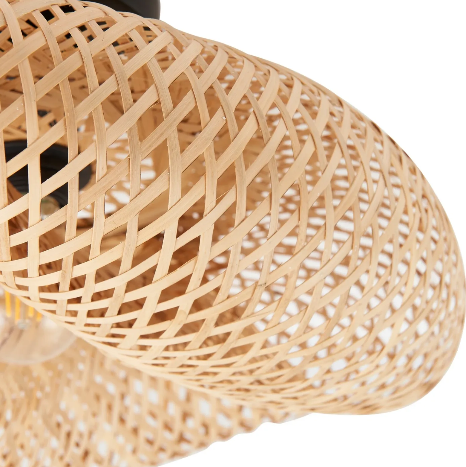 Plafón Lindby Eleane, bambú, natural, Ø 50 cm