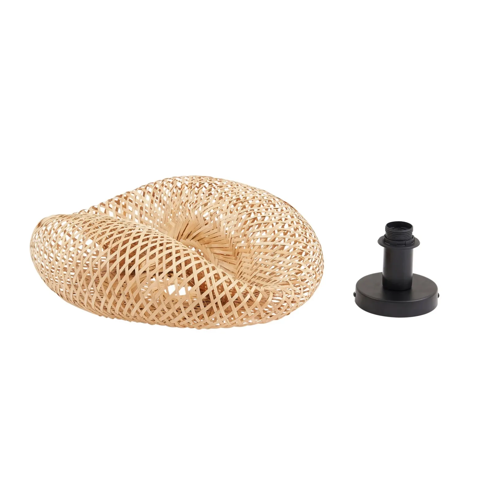 Plafón Lindby Eleane, bambú, natural, Ø 50 cm