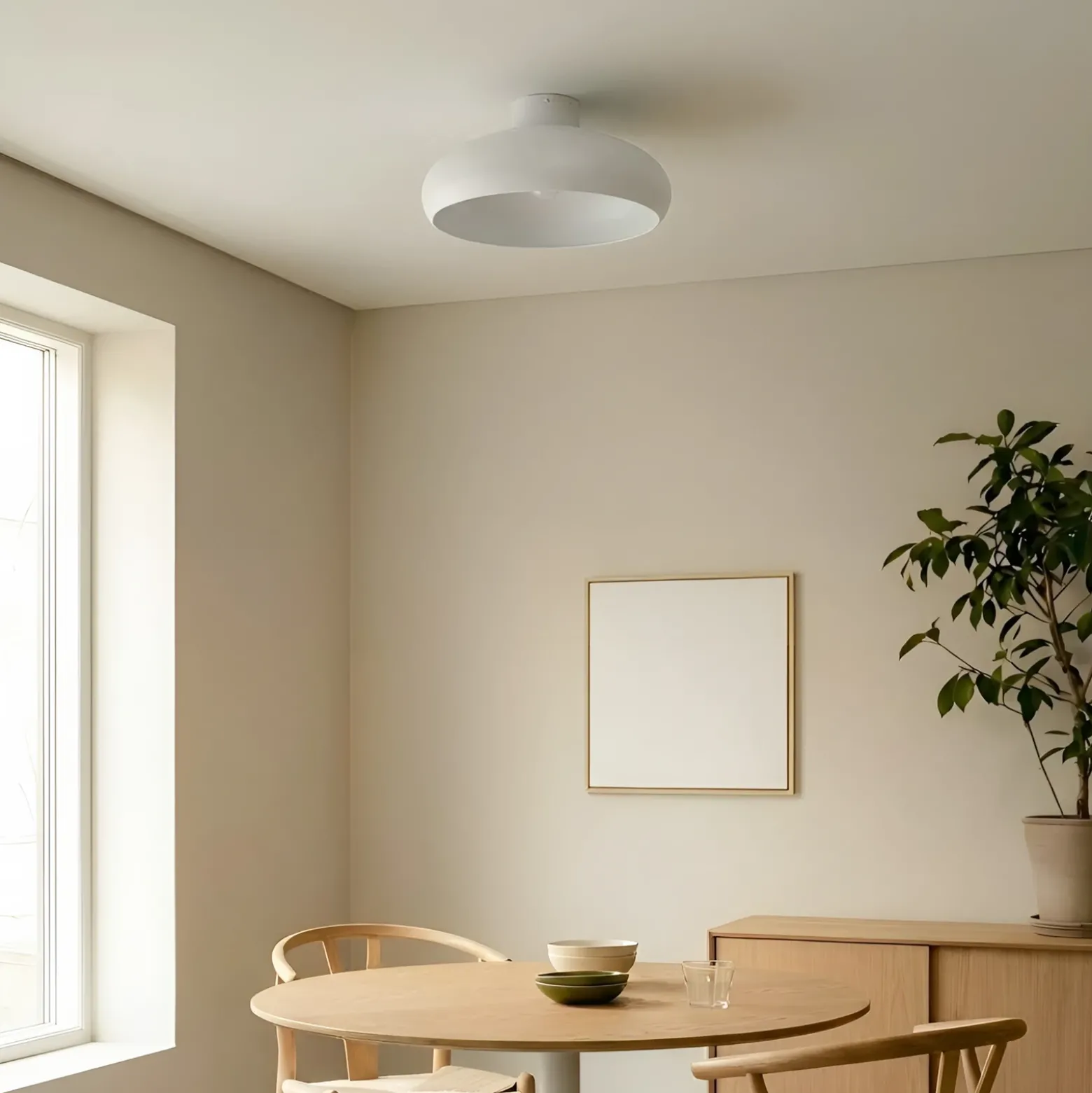Plafón Lindby Elover, beige, Ø 45 cm, hierro