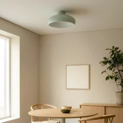 Plafón Lindby Elover, verde claro, Ø 45 cm, hierro