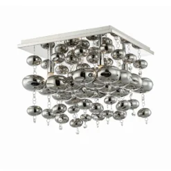 Plafón Lindby Esfera, gris humo, cristal, 4 luces, 35cm