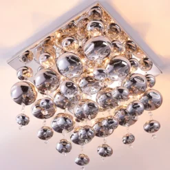 Plafón Lindby Esfera, gris humo, cristal, 4 luces, 35cm