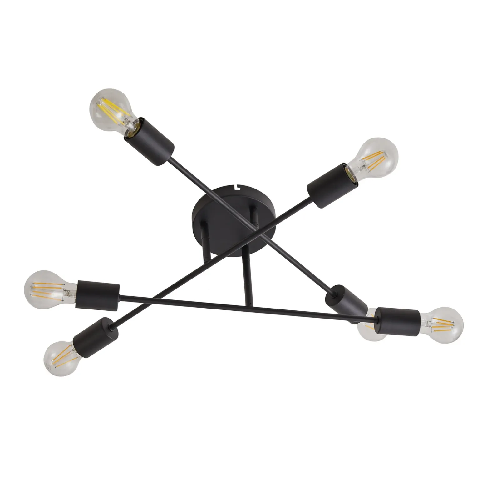 Plafón Lindby Estar, negro, de metal, 6 luces, Ø 56 cm